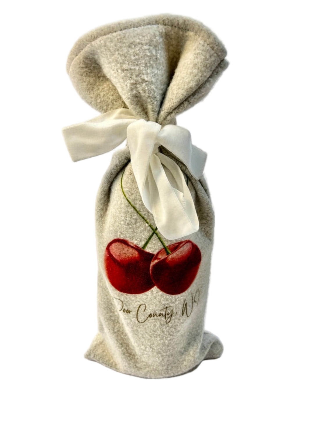 Door County Cherry Fleece Wine Bag