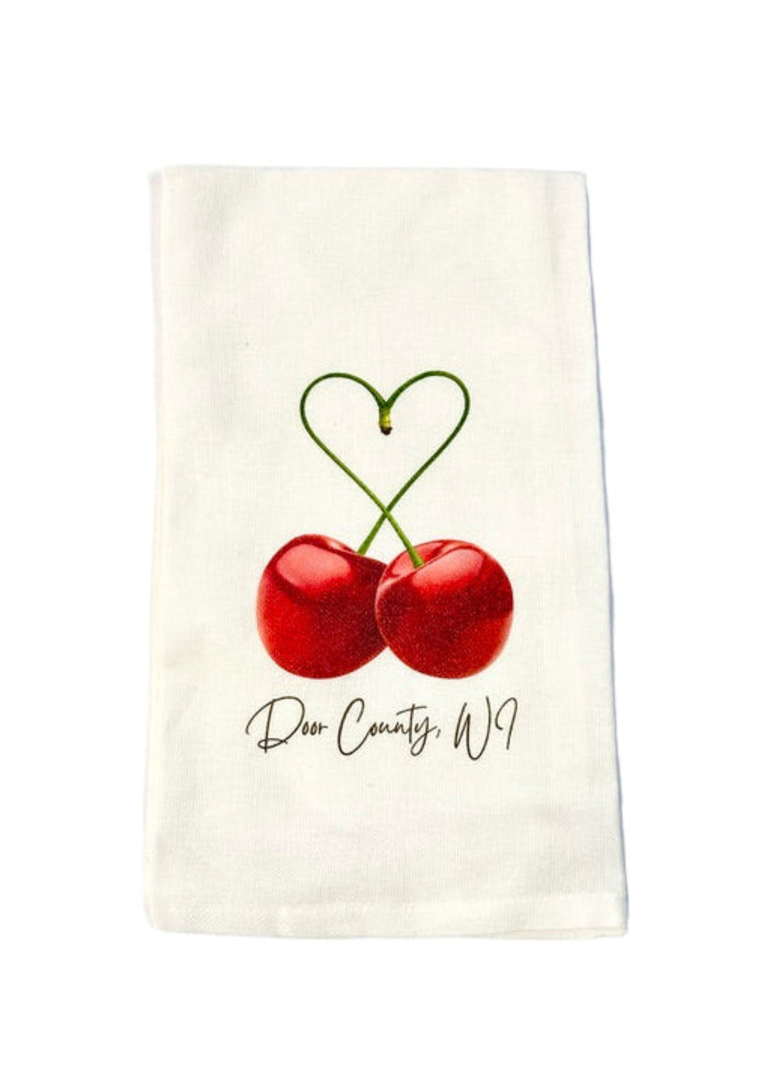 Door County Cherry Printed Tea Towel