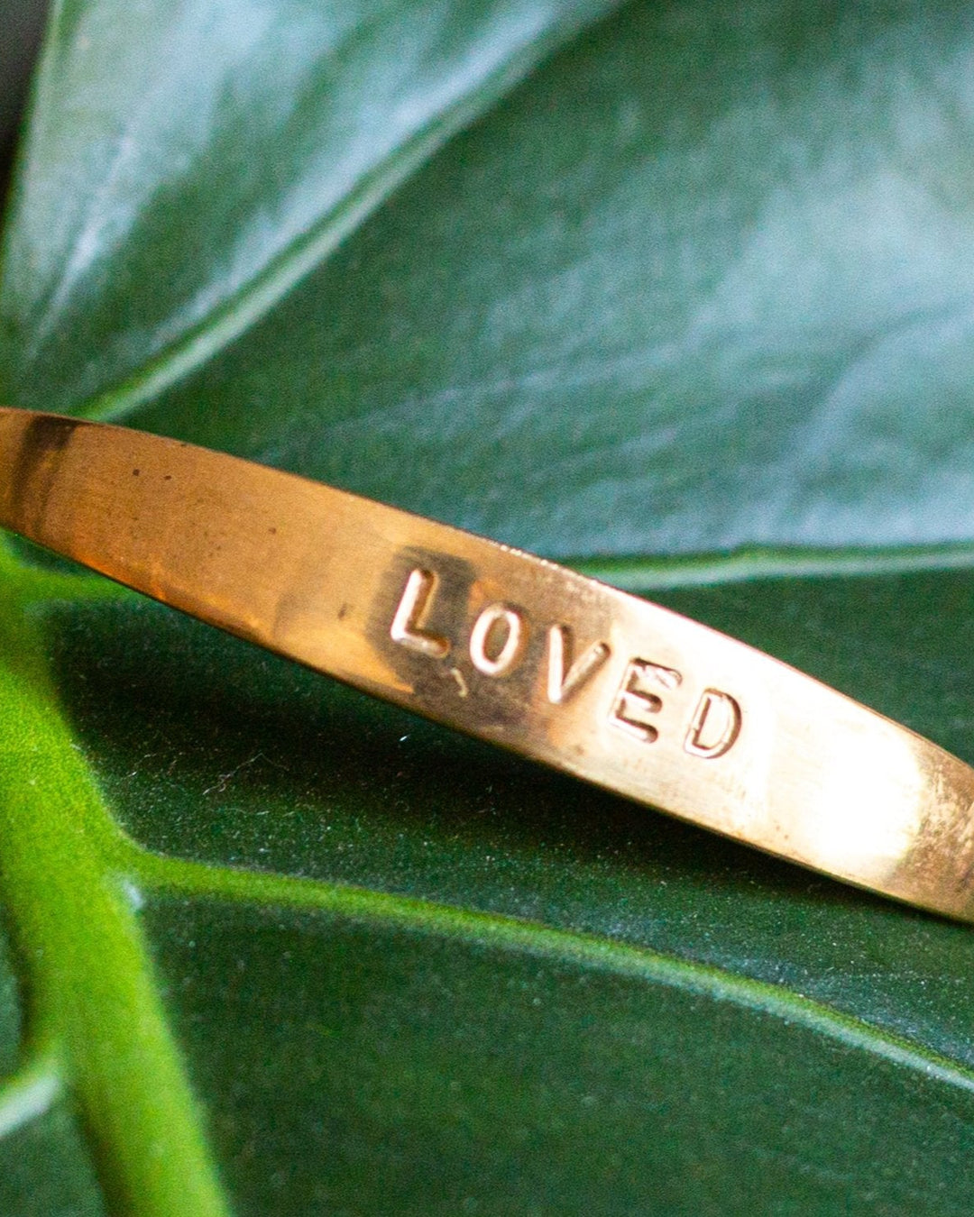 Loved Engraved Gold Metal Bracelet