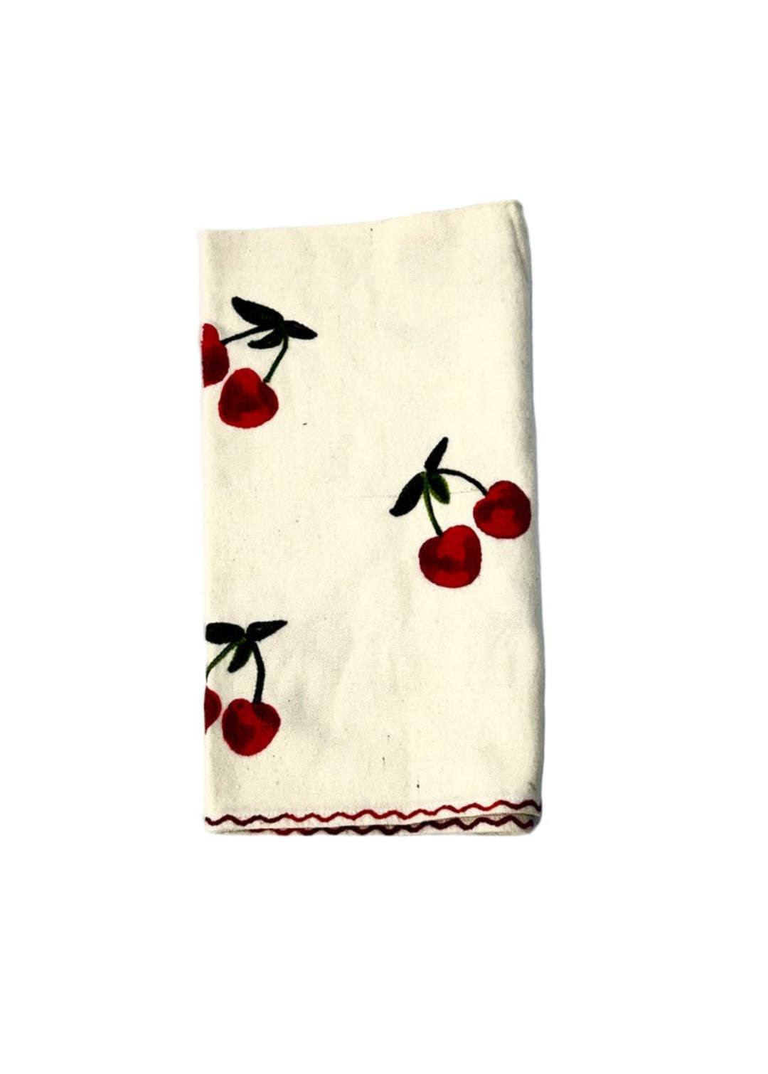 Embroidered Cherry Tea Towel