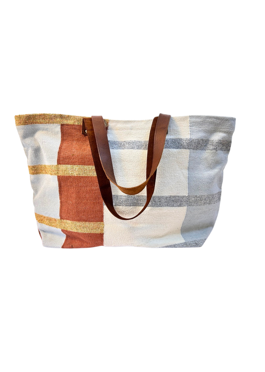 Dhurrie Tote - Multi-Stripes Metallic