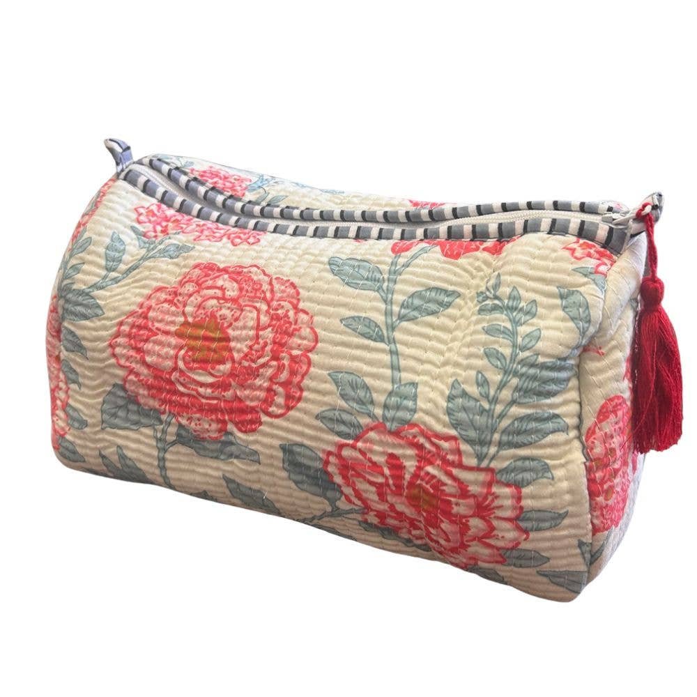Quilted Toiletry Bag Set-Pink Floral