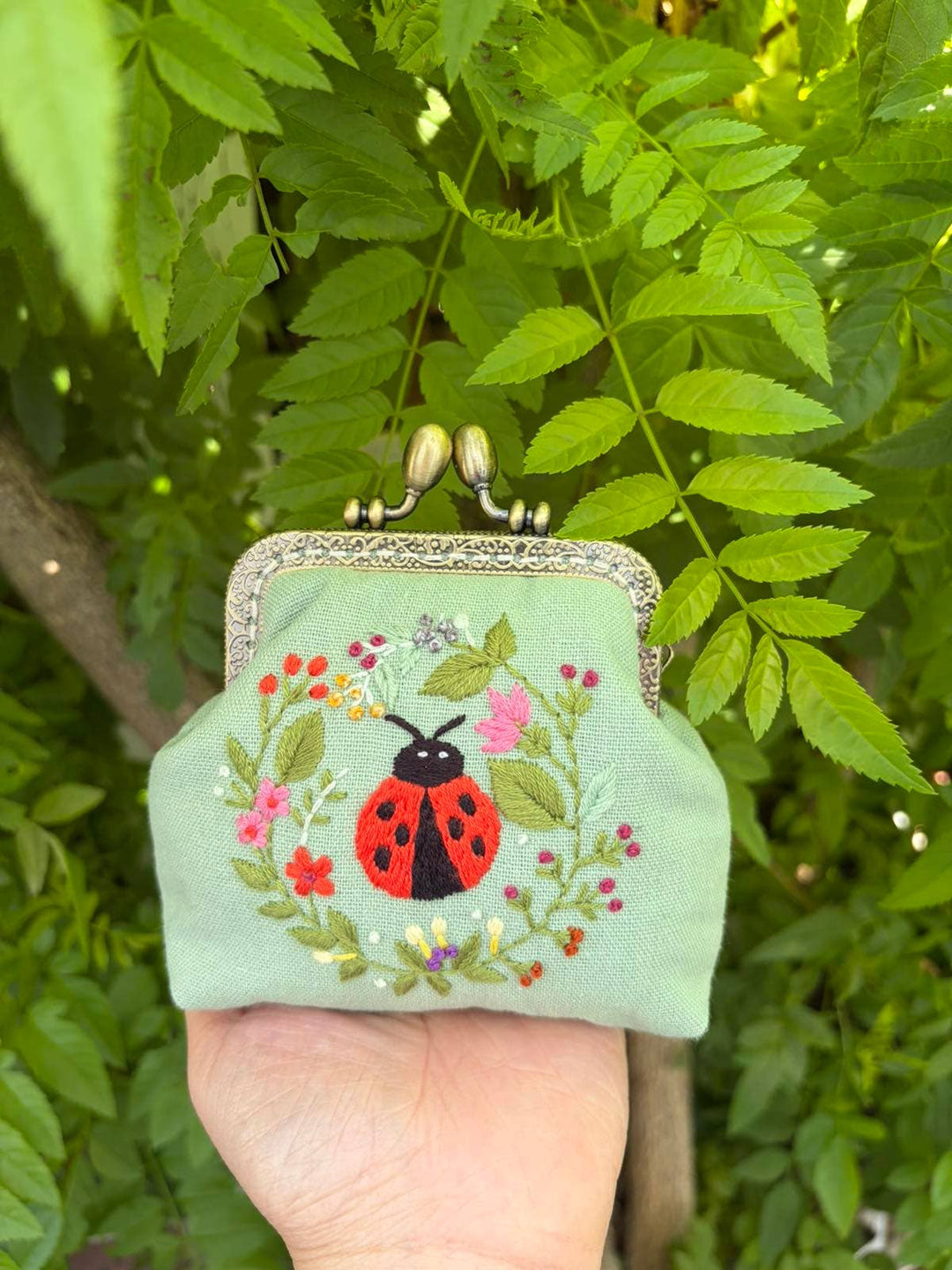 Embroidered Coin Purse-Ladybug