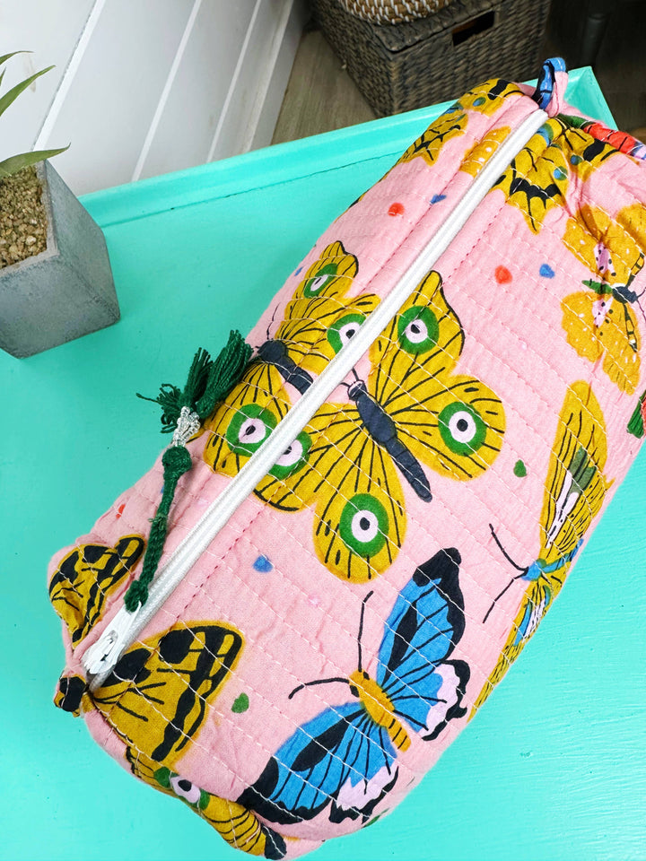 Quilted Makeup Bag/Cosmetic Toiletry Bag-Butterfly