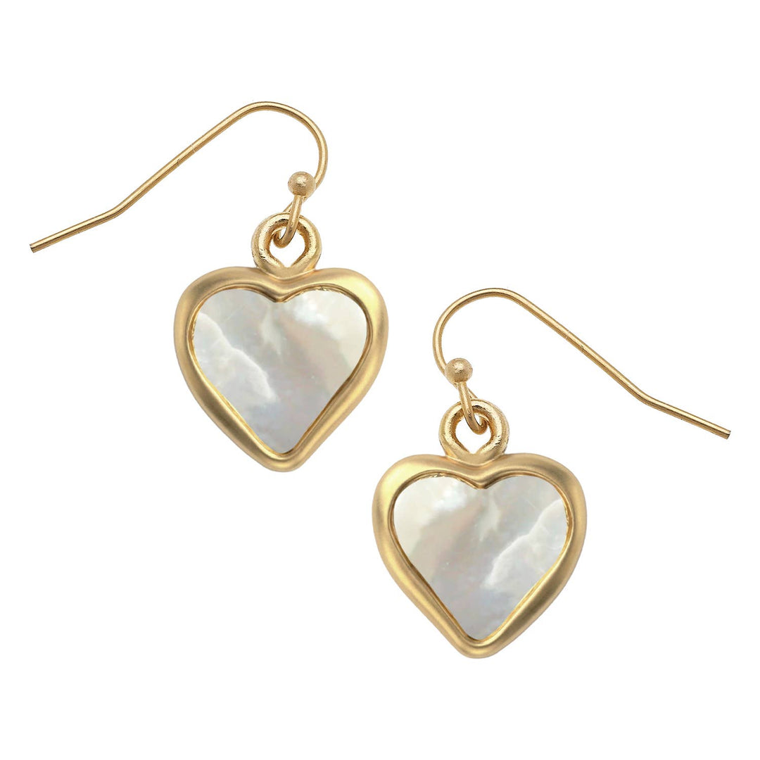 Mother of Pearl Heart Earrings