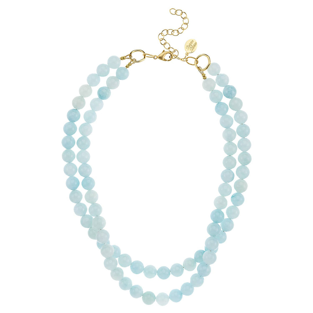 Double Strand Light Blue Jade Necklace
