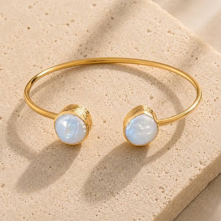 CORE | DOUBLE MOTHER OF PEARL OPEN BANGLE