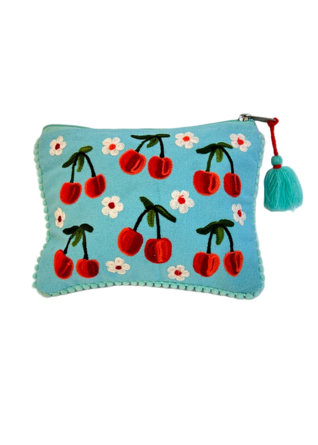Embroidered Cherry Pouch