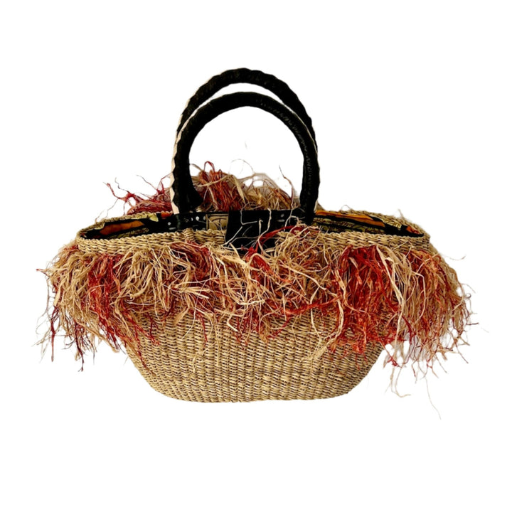Fringe Woven Straw Handbag