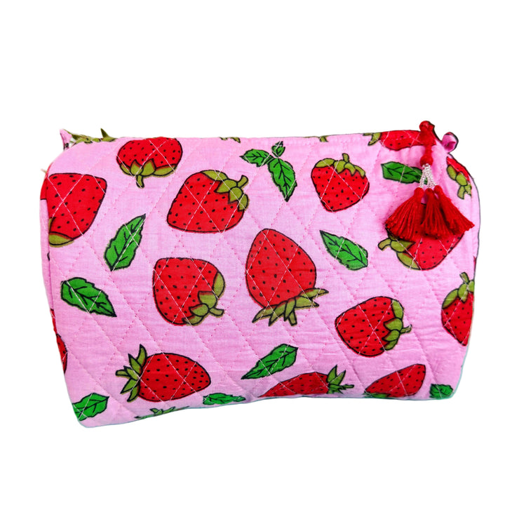 Quilted Toiletry Bag-Strawberry