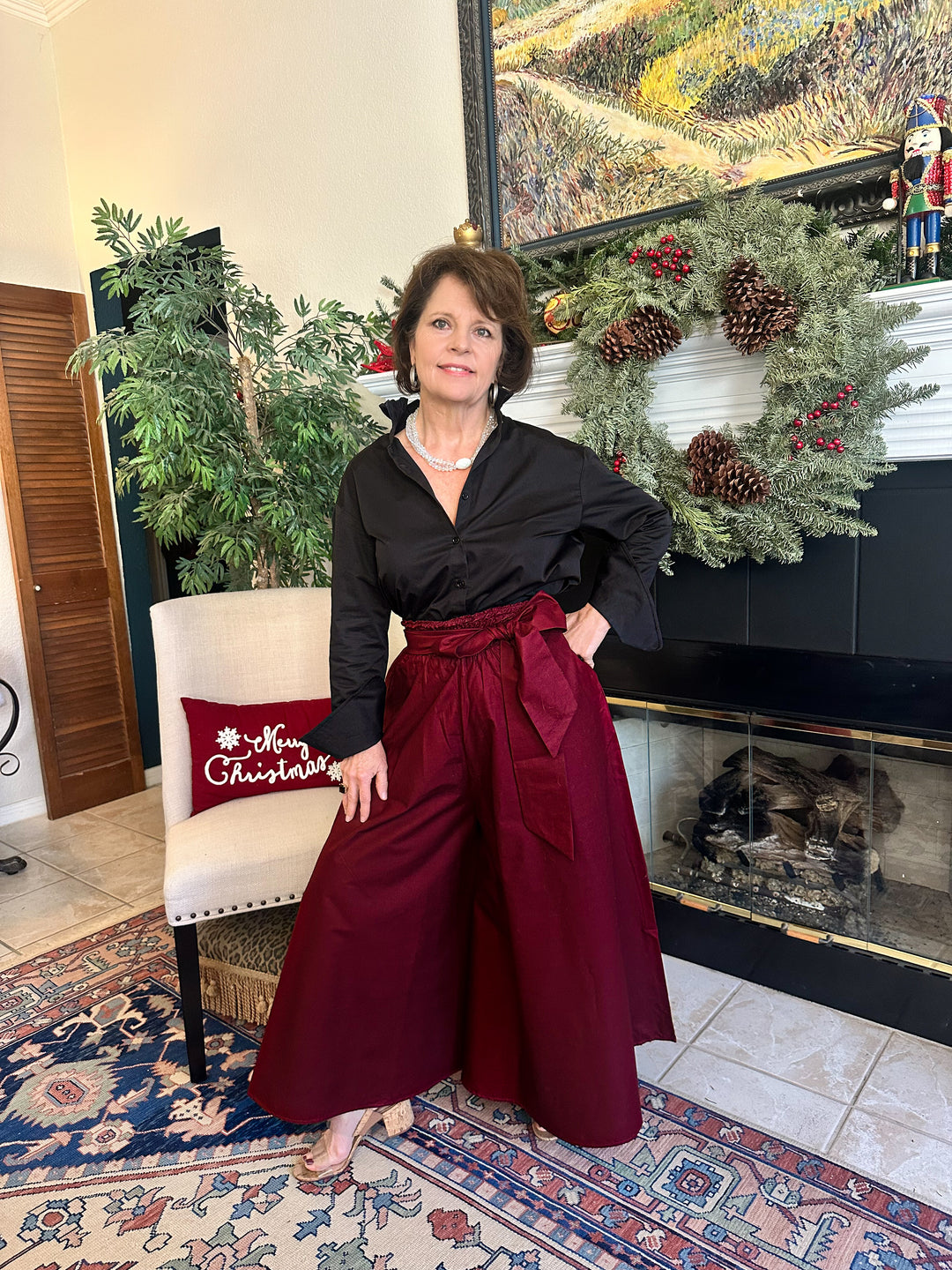 St. Charles Palazzo Pants - Burgundy