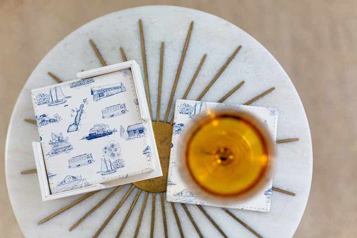 Door County Toile Coasters