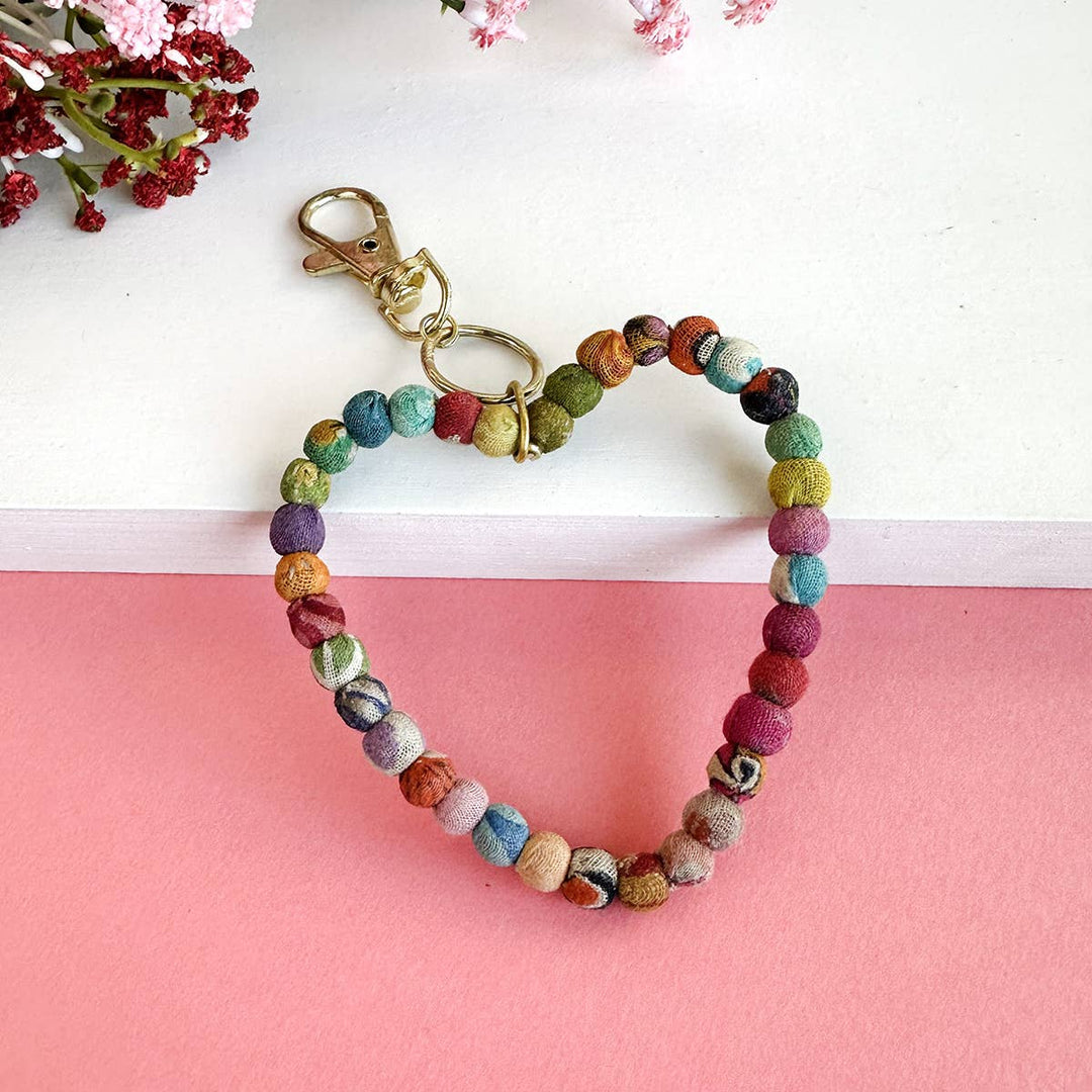 Kantha Heart Keychain Bag Charm