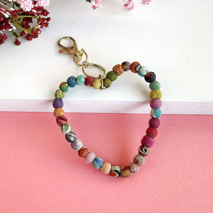 Kantha Heart Keychain Bag Charm