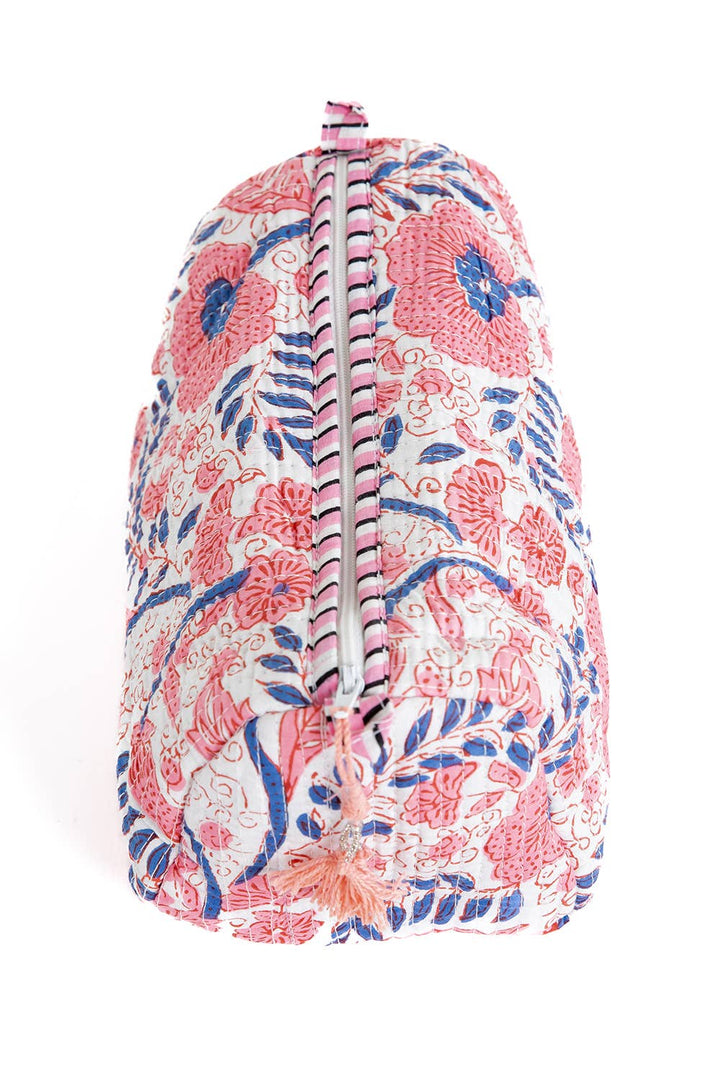 Quilted Toiletry Bag Set-Pink & Blue Floral