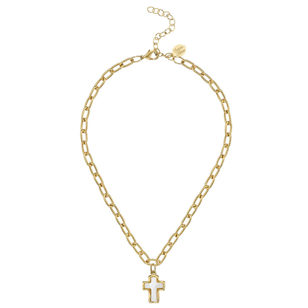 Mother of Pearl Cross Necklace