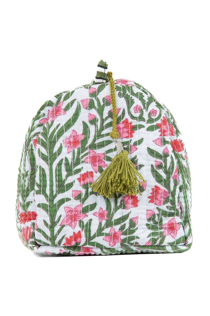 Quilted Toiletry Bag Set/Pink & Green Floral