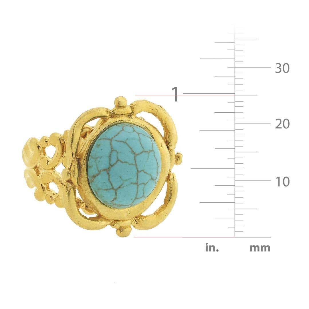 Handcast Gold with Genuine Turquoise Adjustable Ring