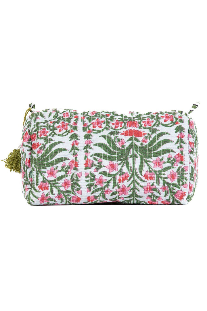 Quilted Toiletry Bag Set/Pink & Green Floral
