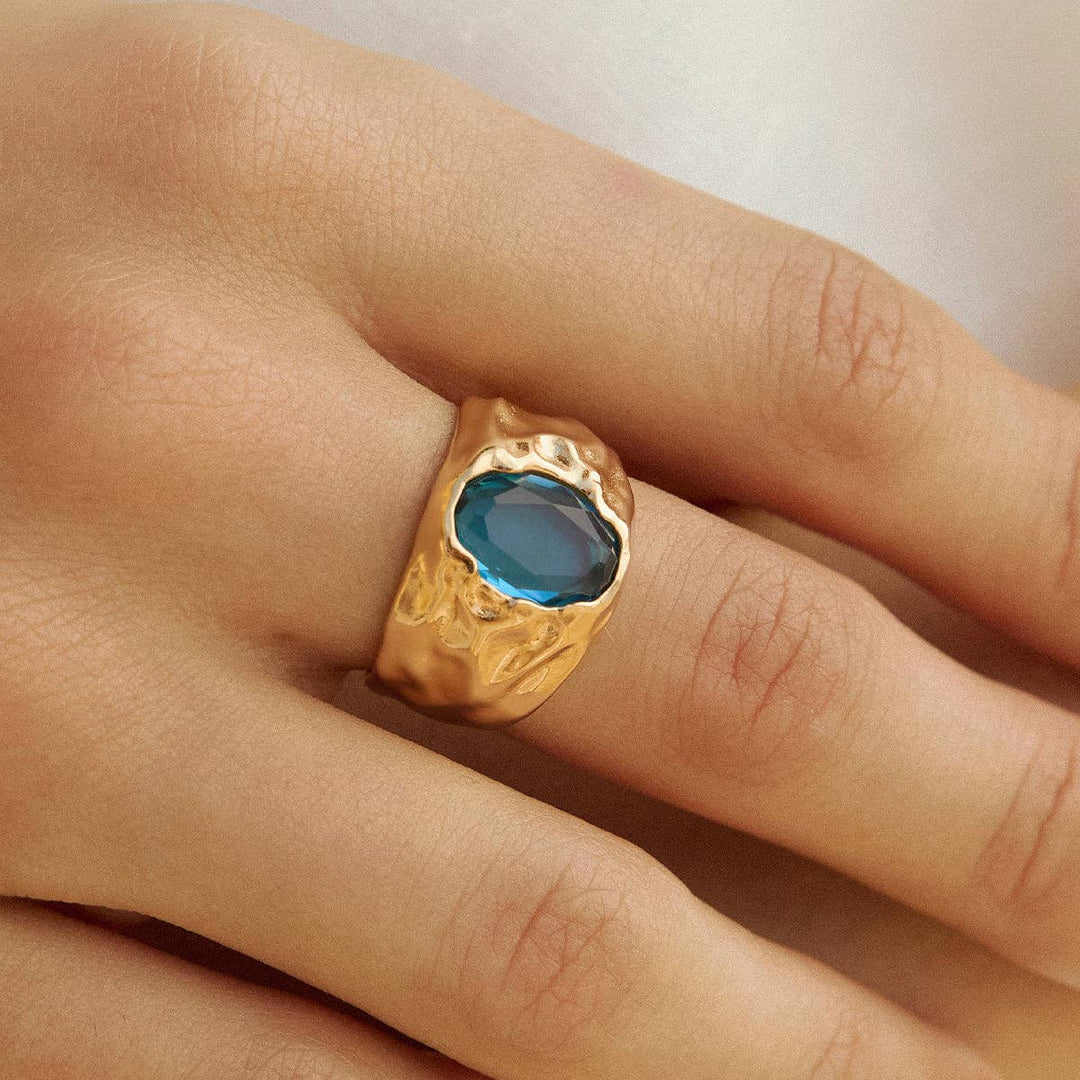 Carmen Blue Ring | Jewelry Gold Gift Waterproof