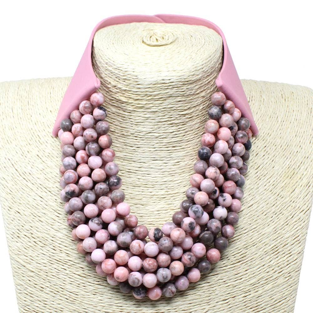 Multi-Strand Beaded Necklace with Magnetic Clasp-PZ