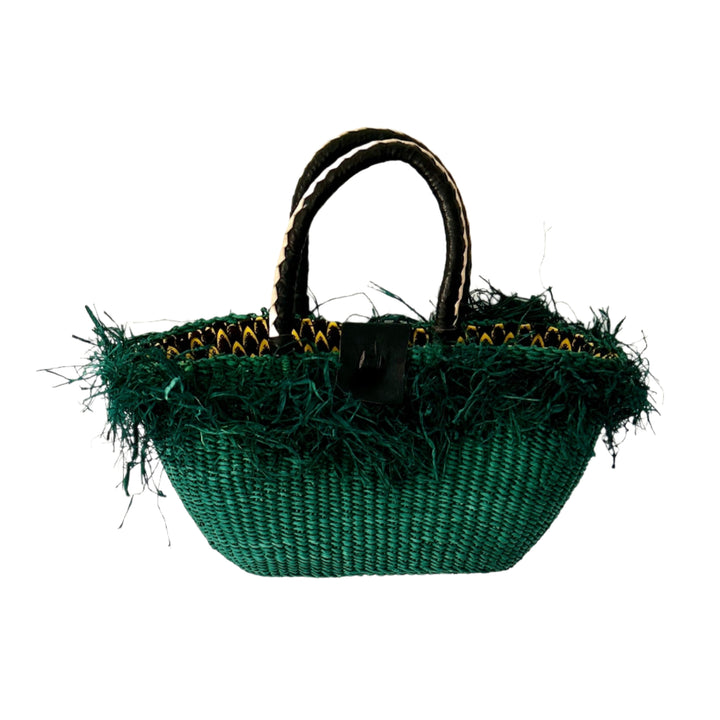 Fringe Woven Straw Handbag