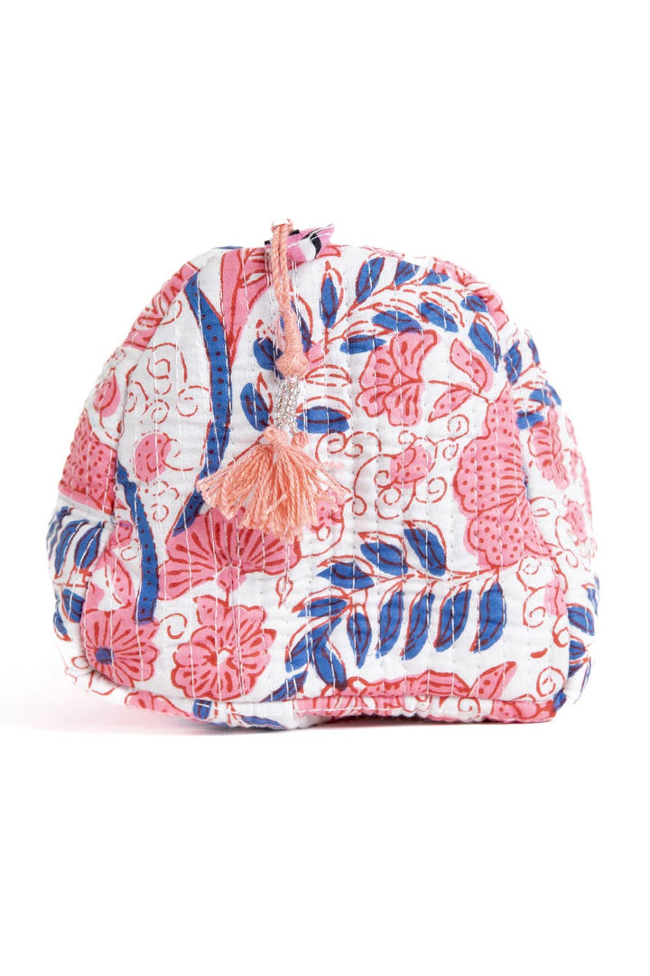 Quilted Toiletry Bag Set-Pink & Blue Floral