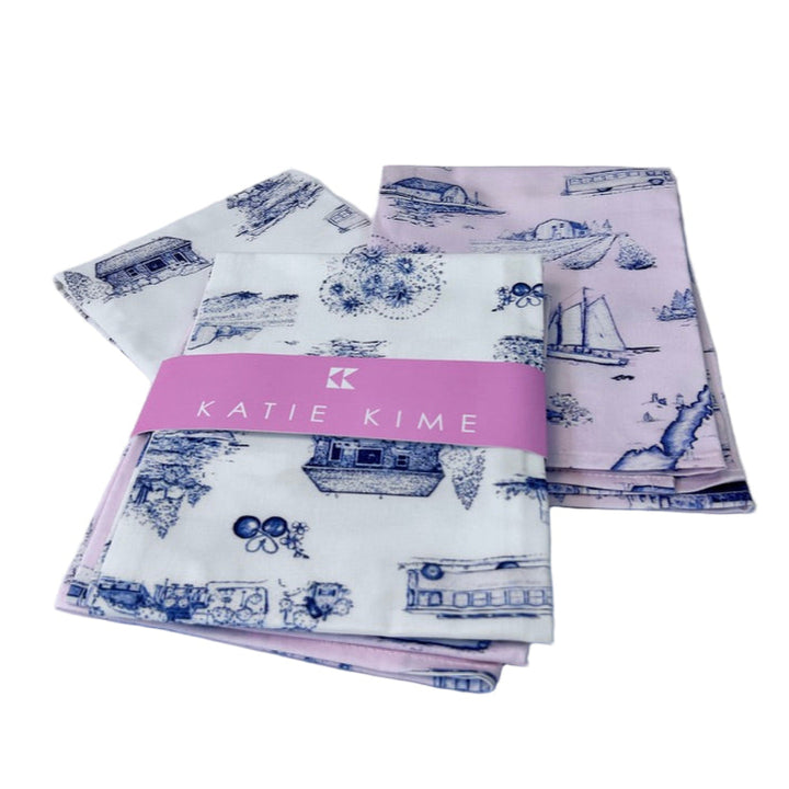 Door County Toile (Set)-Tea Towel