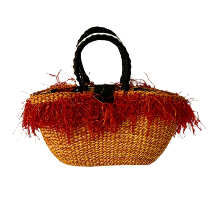 Fringe Woven Straw Handbag