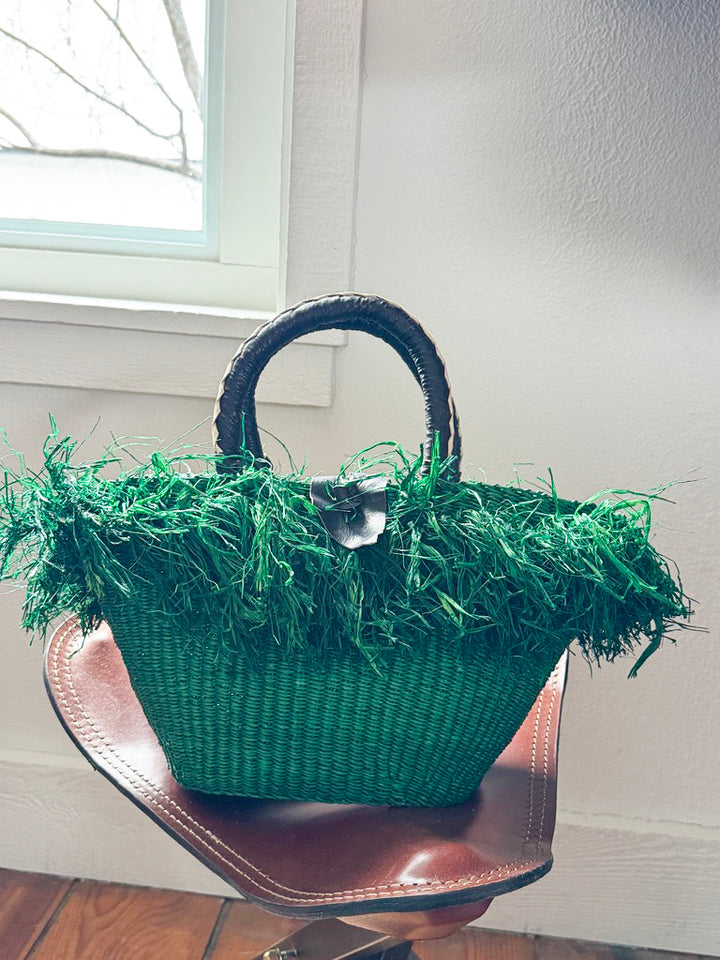 Fringe Woven Straw Handbag