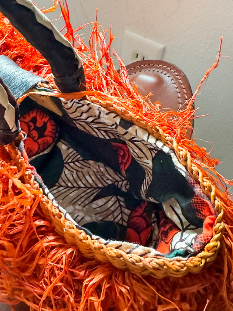 Fringe Woven Straw Handbag