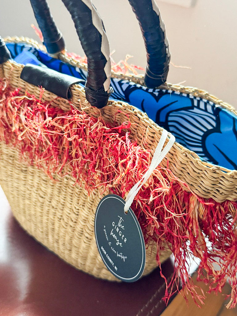 Fringe Woven Straw Handbag