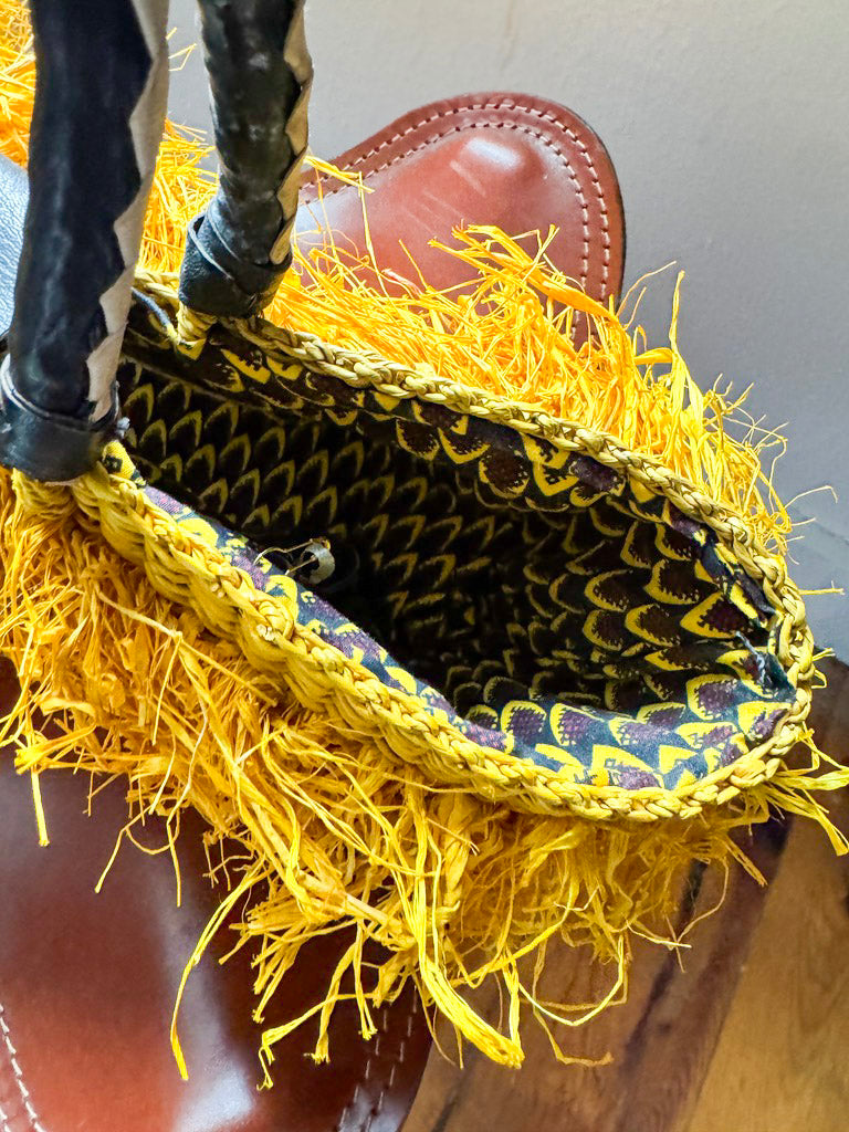 Fringe Woven Straw Handbag