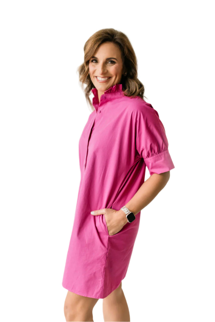 Ruffle Short Sleeve Berry Dress