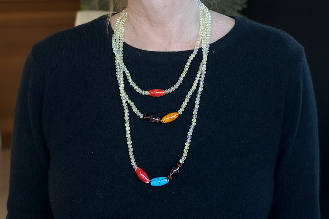 Joseph's Bead Champagne 3 Strand w/Toggle Bead Necklace