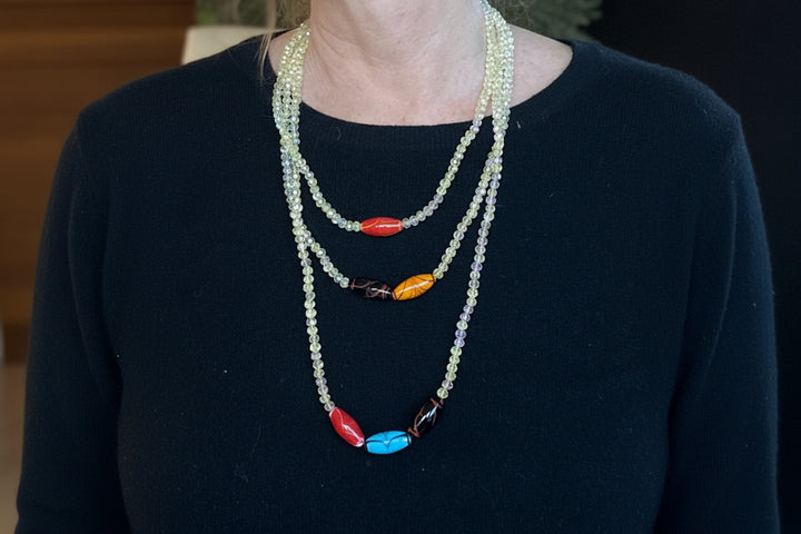 Joseph's Bead Champagne 3 Strand w/Toggle Bead Necklace