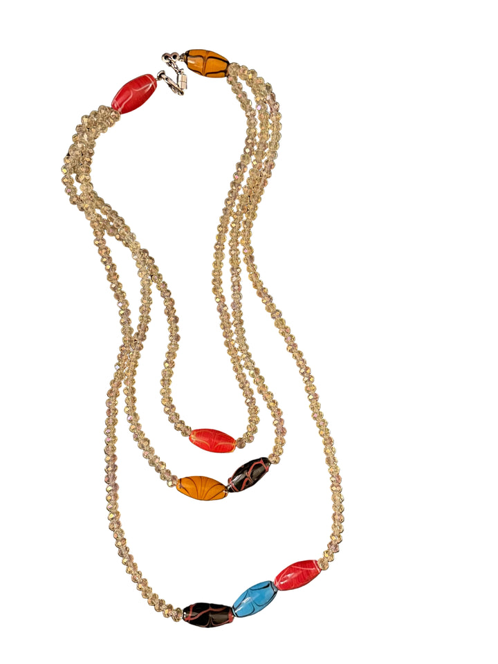 Joseph's Bead Champagne 3 Strand w/Toggle Bead Necklace