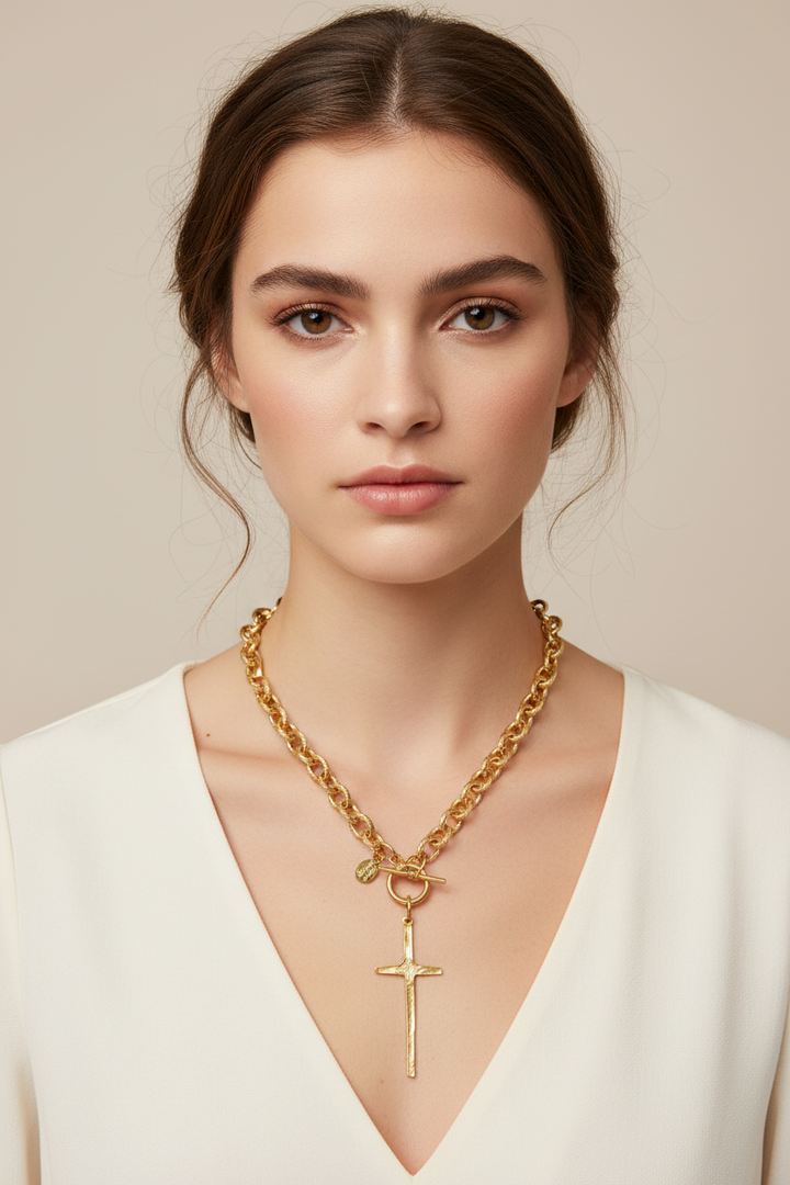 Elongated Cross Necklace