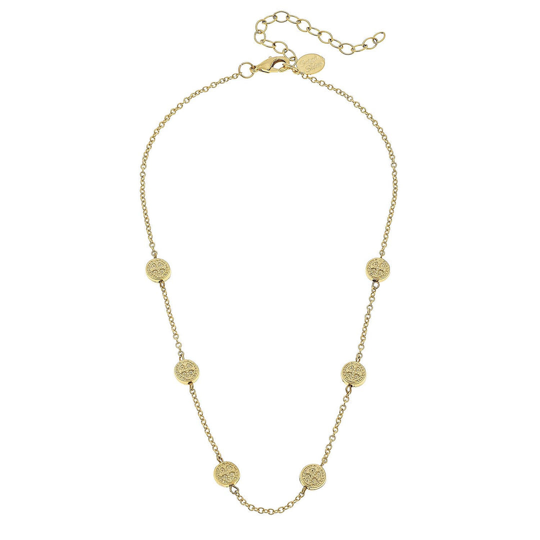 Gold Saint Beads and Chain Choker
