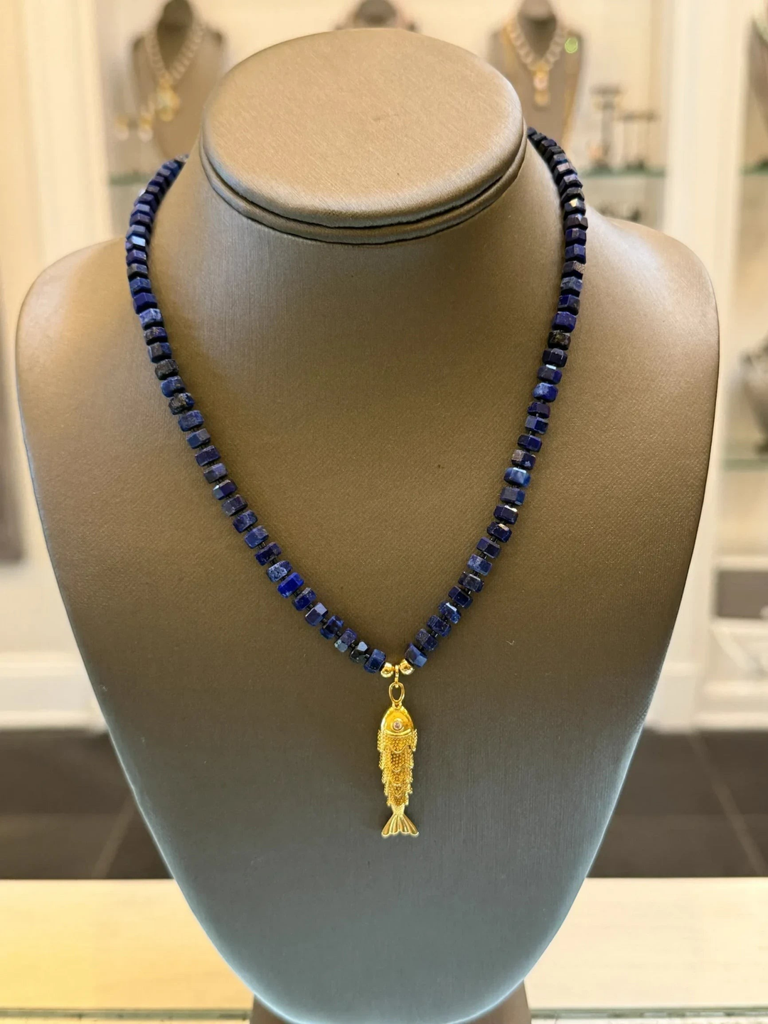 Fish Pendant Gemstone Necklace - Tarnish Free