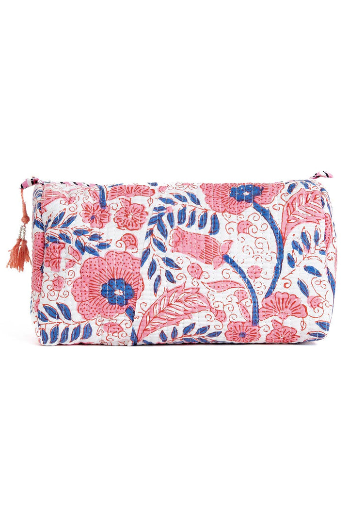 Quilted Toiletry Bag Set-Pink & Blue Floral