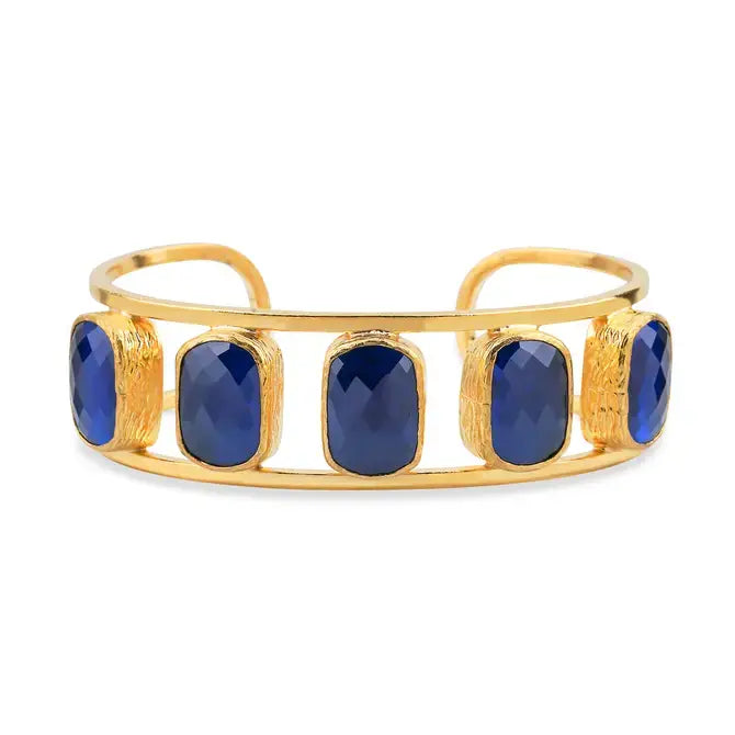 CORE | 5-STONE BEZEL CUFF BRACELET (NAVY BLUE)